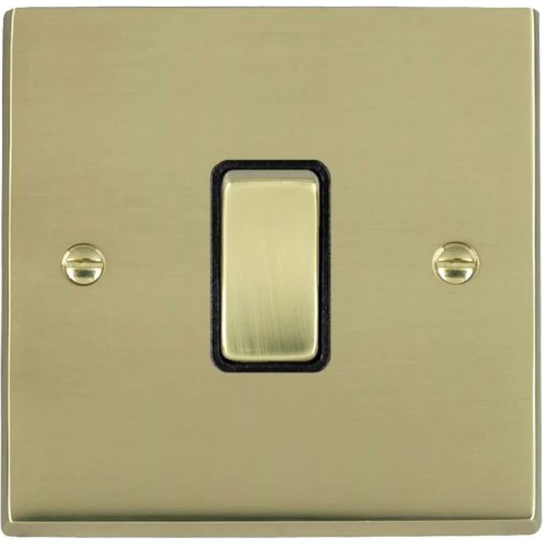 Hamilton Switch Rocker 1 Gang 2 Way 10A 88X88mm Polished Brass Black Insert - Image 2