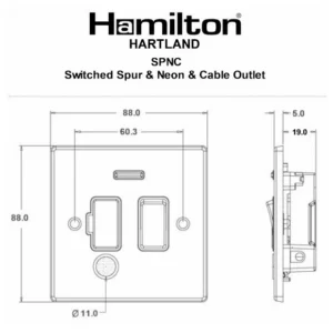Hamilton Connection Unit Fused Neon&Co 88X88mm Satin Brass White Insert