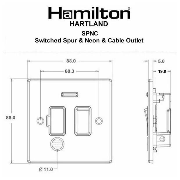 Hamilton Connection Unit Fused Neon&Co 88X88mm Satin Brass White Insert