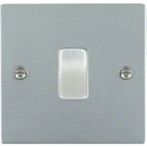 Hamilton Switch Rocker 1 Gang 2 Way 10A 86X86mm Satin Chr/Sat Chrome White Insert