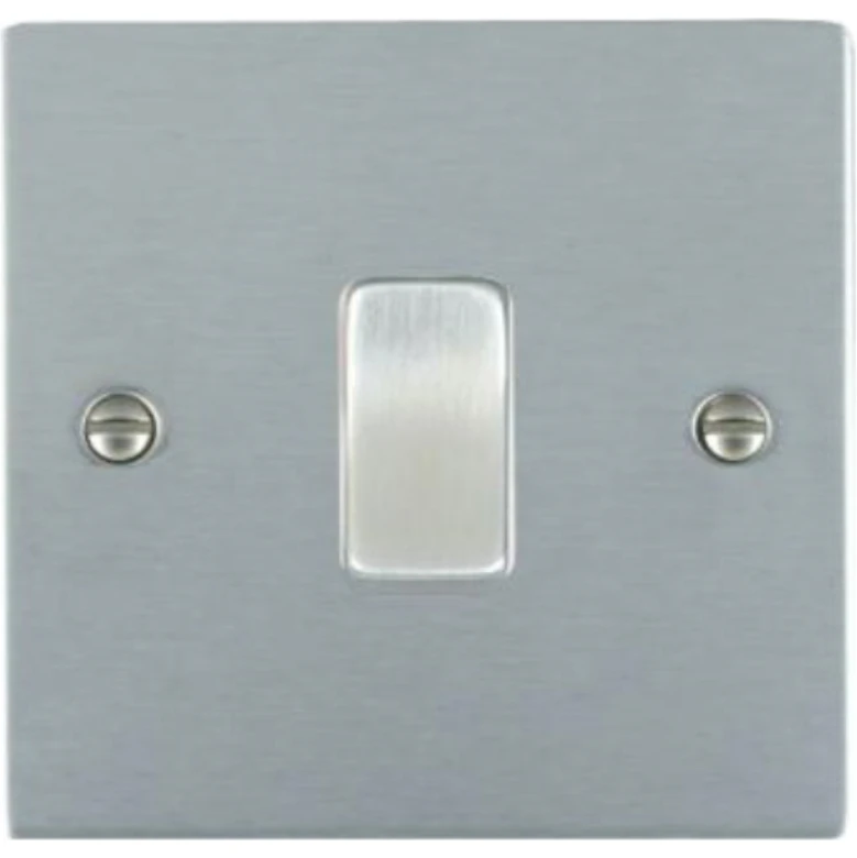 Hamilton Switch Rocker 1 Gang 2 Way 10A 86X86mm Satin Chr/Sat Chrome White Insert