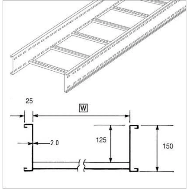 Unistrut Ladder Rack Cable 450 x 150mm x 3m Steel Hot Dipped Galvanised
