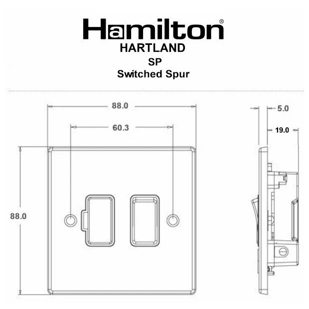 Hamilton Connection Unit Fused 88X88mm Satin Brass White Insert