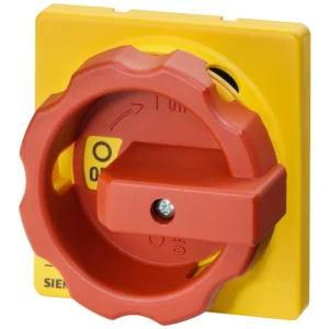 Siemens Rotary Operating Mechanism, Actuating Lever Red / Yellow, For Center-Hole Front Mounting, For 25 A And 32 A, Accessory For Main And Emergency Switchin