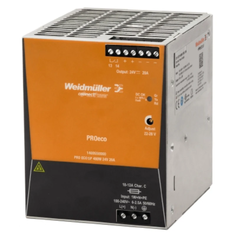Weidmuller PROeco3 480W 20A Power Supply 24V AC/DC 100 x 125 x 120mm
