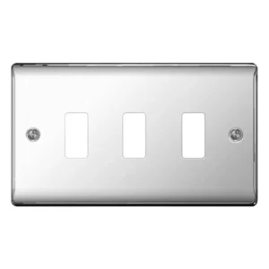 Luceco 3-Gang Chrome Nexus Grid Front Plate