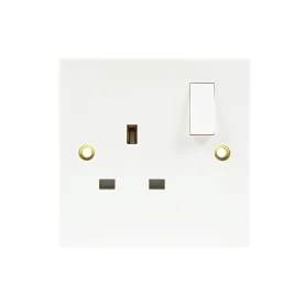 Newlec White Square Edge 1 Gang Double Pole Switched Socket