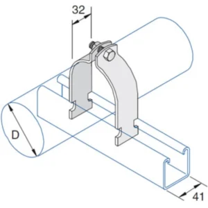 Unistrut Pipe Clamp 48.4-52.4mm Steel Pre-Galvanised
