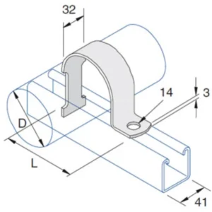 Unistrut Pipe Clamp 100-115mm Hot Dipped Galvanised