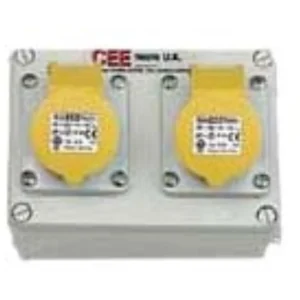 CEENorm Socket on Backbox 2 Gang 32A 110V 3P IP44