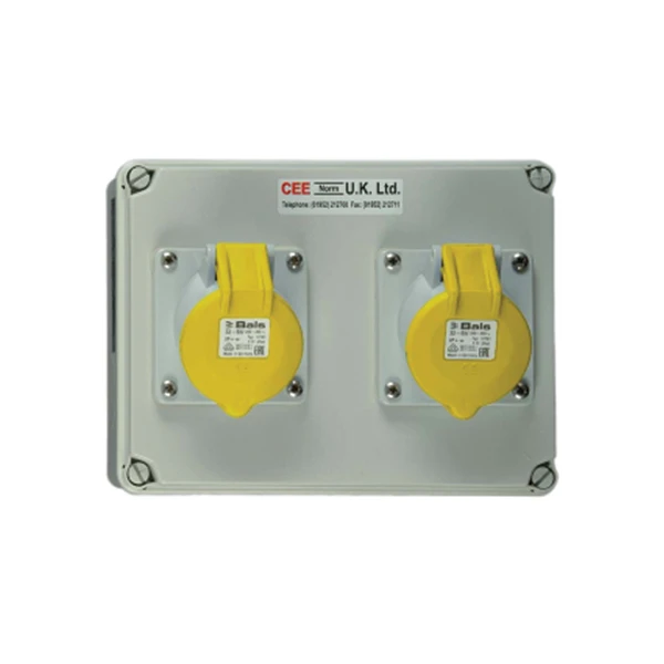 CEENorm Socket on Backbox 2 Gang 32A 110V 3P IP44 - Image 3