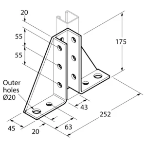 Legrand Bracket Single Channel Gussetted Pre-Galvanised Mild Steel