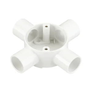 MK Electric Circular Box Intersection 4 Way 25mm White PVC-U