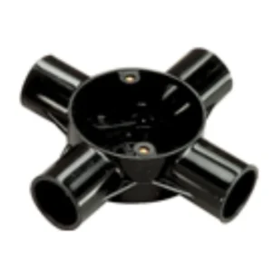 MK Electric Circular Box Intersection 4 Way 20mm Black PVC-U
