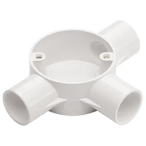 MK Electric Circular Box Tee 3 Way 20mm White PVC-U