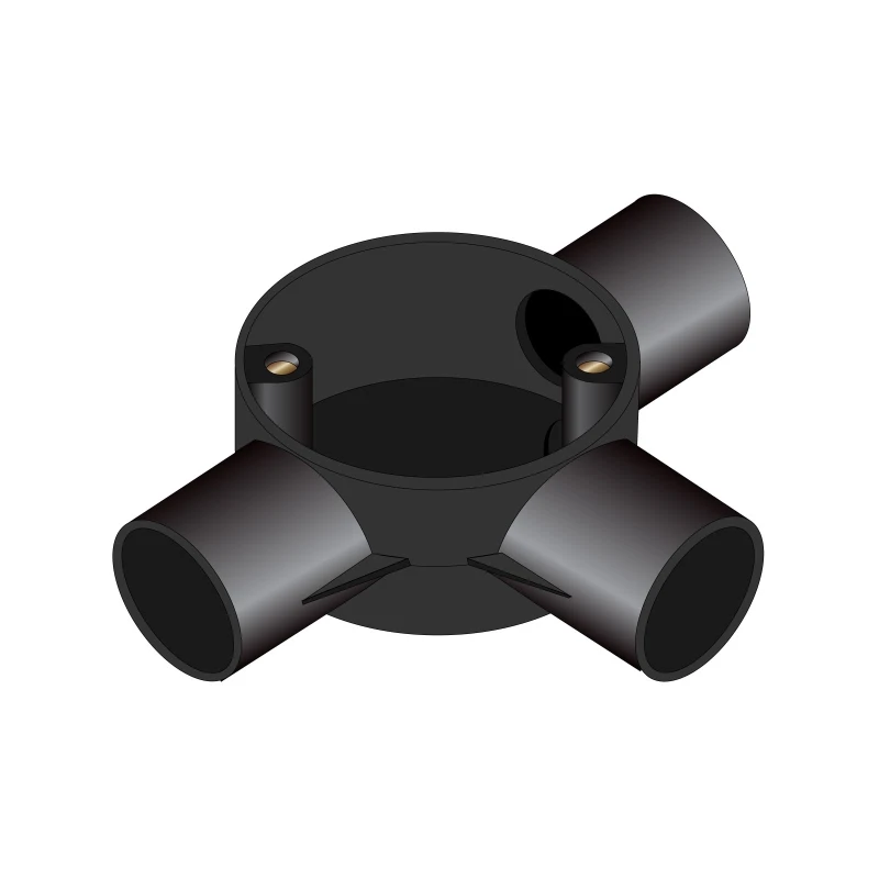 MK Electric Circular Box Tangent Tee 20mm Black PVC-U - Image 2