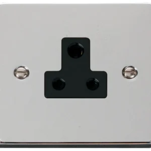 Click Scolmore Victorian Polished Chrome Black Insert 5A Round Pin Socket Outlet