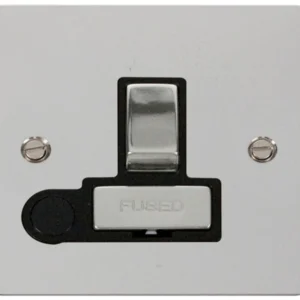 Click Scolmore Connection Unit Switched Flex Outlet 13A Polished Chrome Black Insert