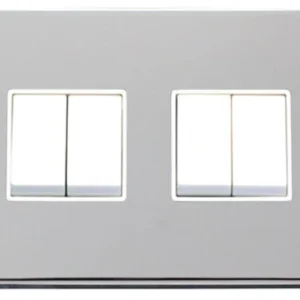 Click Scolmore Victorian Polished Chrome White Insert 10AX 4 Gang 2 Way Plate Switch