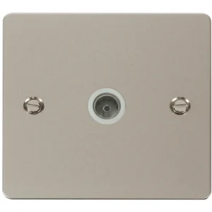 Click Scolmore Socket Coaxial Single Pearl Nickel White Insert