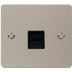 Click Scolmore Socket Telephone Master Single Pearl Nickel Black Insert