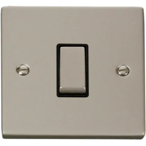 Click Scolmore Plate Switch 1 Gang Intermediate 10A Pearl Nickel Black Insert Victorian