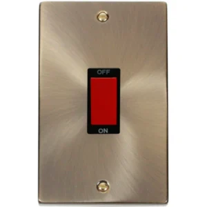 Click Scolmore Cooker Control Switch 2 Gang 45A Antique Brass Black Insert Victorian