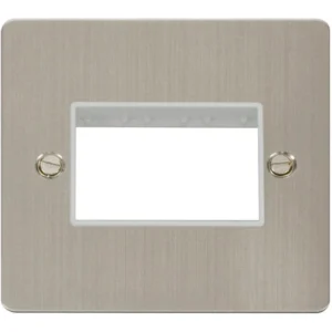 Click Scolmore Front Plate 1 Gang 3 Aperture Stainless Steel White Insert