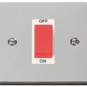 Click Scolmore Cooker Control Switch 1 Gang 45A Polished Chrome White Insert Victorian