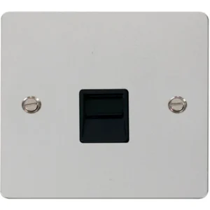Click Scolmore Socket Tel Secondary Single Polished Chrome Black Insert