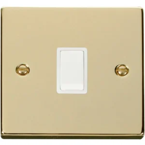 Click Scolmore Victorian Polished Brass White Insert 20A Double Pole Plate Switch