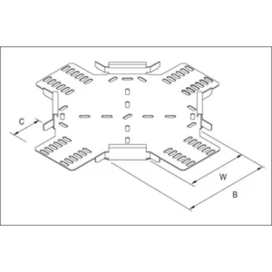 Unistrut Crossover 4 Way Equal For Medium Dty Tray 50mm Steel Pre-Galvanised
