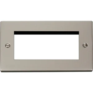 Click Scolmore Victorian Pearl Nickel 2 Gang New Media Unfurnished Plate 4 Apertures