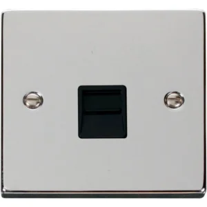 Click Scolmore Victorian Polished Chrome Black Insert Single Telephone Outlet (Secondary)