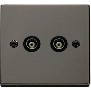 Click Scolmore Socket Coaxial Twin Isolated Black Nickel Black Insert Victorian