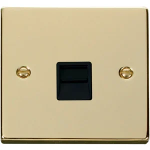Click Scolmore Victorian Polished Brass Black Insert Single Telephone Outlet (Secondary)
