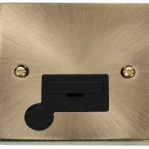 Click Scolmore Connection Unit Flex Outlet 13A Antique Brass Black Insert Victorian
