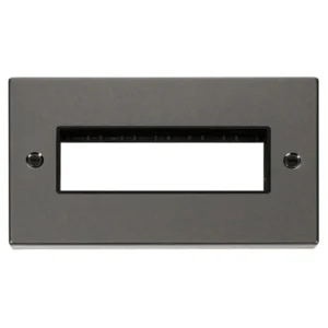 Click Scolmore Front Plate 2 Gang 6 Aperture In Line Black Nickel Black Gasket Vict