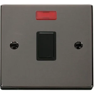 Click Scolmore Switch DP Neon 20A Black Nickel Black Insert Victorian