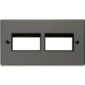 Click Scolmore Victorian Black Nickel Black Insert 2 Gang MiniGrid Unfurnished Plate 2 x 3 Apertures