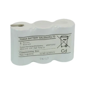 Yuasa 3.6V 4Ah Ni-Cd YU-Lite Emergency Lighting 3x D Battery Pack Side-Side