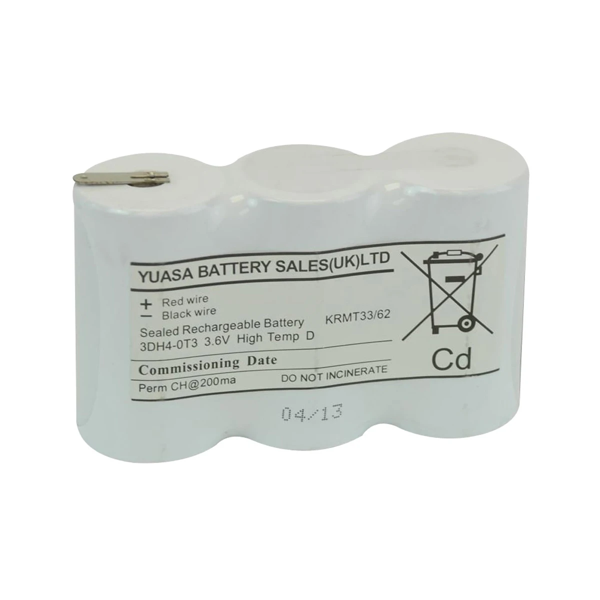 Yuasa 3.6V 4Ah Ni-Cd YU-Lite Emergency Lighting 3x D Battery Pack Side-Side - Image 2