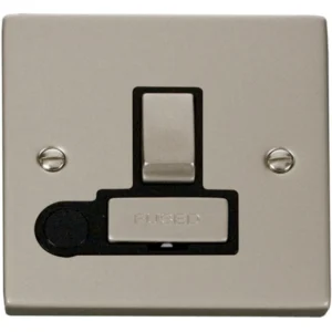 Click Scolmore Connection Unit Ingot Switched Flex Outlet 13A Pearl Nickel Black Insert
