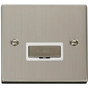 Click Scolmore Connection Unit Ingot 13A Stainless Steel White Insert Victorian