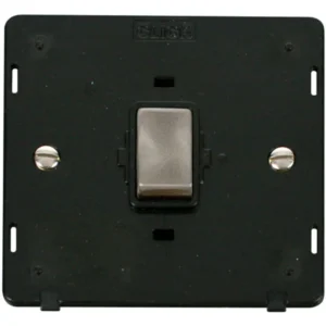 Click Scolmore Switch Interior Ingot 1 Gang DP 20A Black Brushed Stainless