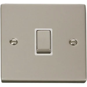 Click Scolmore Victorian Pearl Nickel White Insert 20A Ingot Double Pole Plate Switch