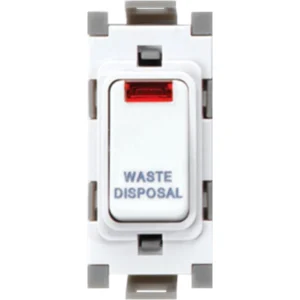 Deta Grid Switch DP Module Neon In Rocker 20A White Marked Waste Disposal