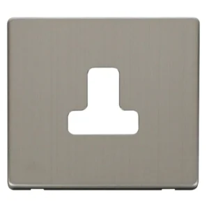 Click Scolmore Front Plate Round Pin Socket 5A Stainless Steel