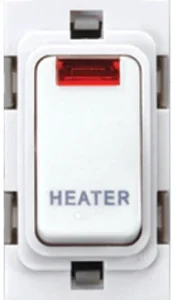 Deta Grid Switch DP Module Neon In Rocker 20A White Marked Heater