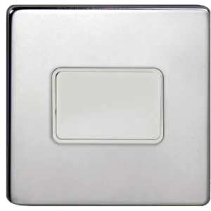 Deta Plate Switch 1 Gang TP Fan Isolator 10A Chrome White Insert